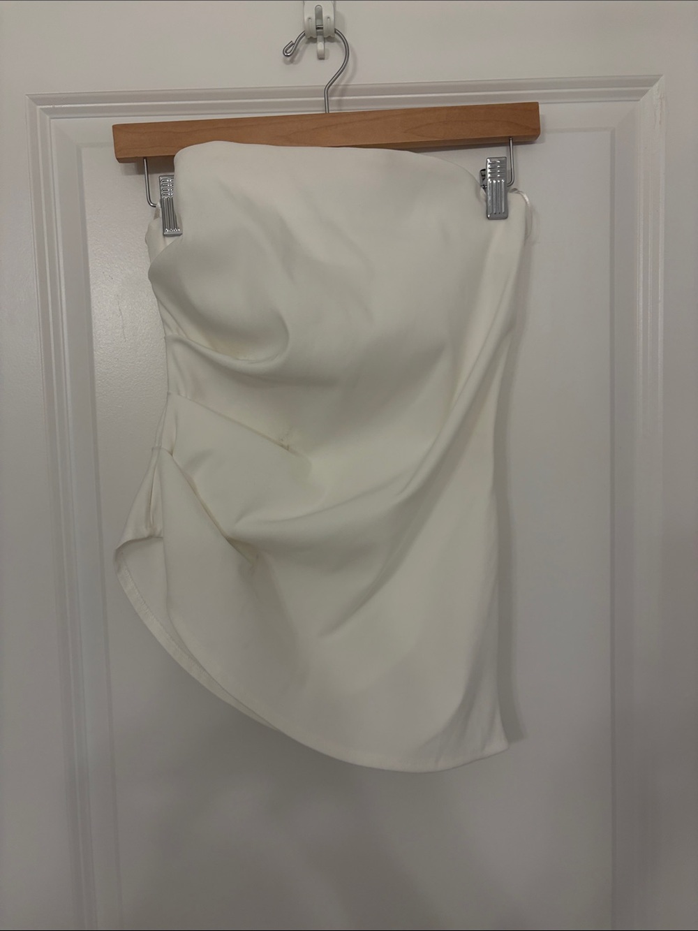 Zara White Strapless Draped Top